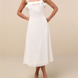 Lulu's White Textured Midi Dress